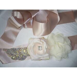 Blush Ivory rhinestone wedding  bridal Prom Formal Party Formal Dress Gown Belt